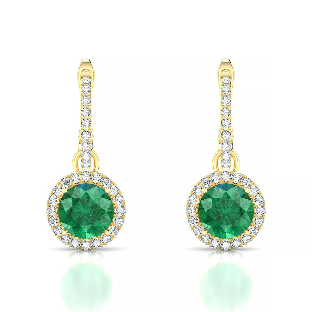 Sunrise | 18k Yellow Gold 6 mm Round Emerald Earrings