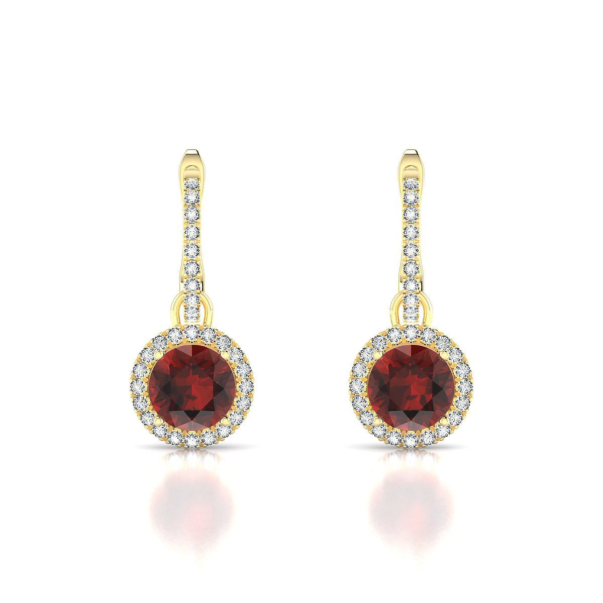 Sunrise | 18k Yellow Gold 6 mm Round Garnet Earrings