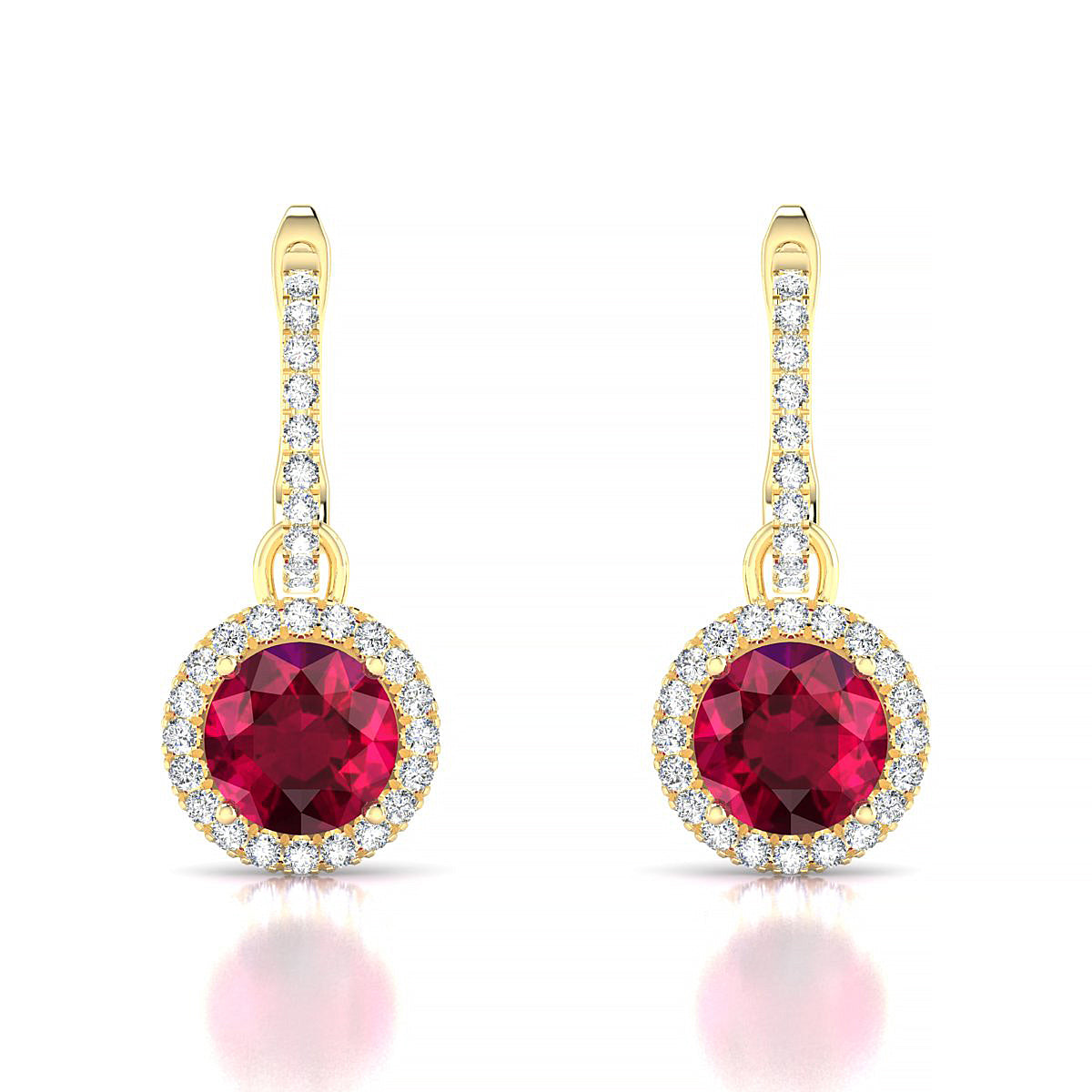 Sunrise | 18k Yellow Gold 6 mm Round Ruby Earrings