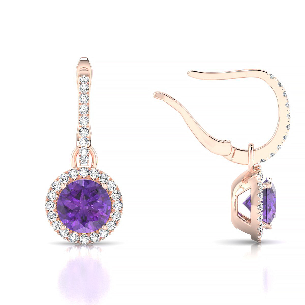 Sunrise | 18k Rose Gold 6 mm Round Amethyst Earrings