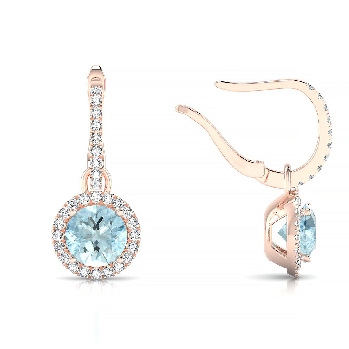 Sunrise | 18k Rose Gold 6 mm Round Aquamarine Earrings