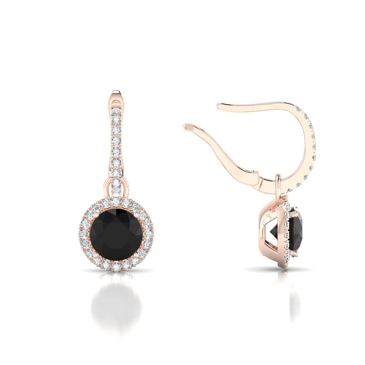 Sunrise | 18k Rose Gold 6 mm Round Black Diamond Earrings