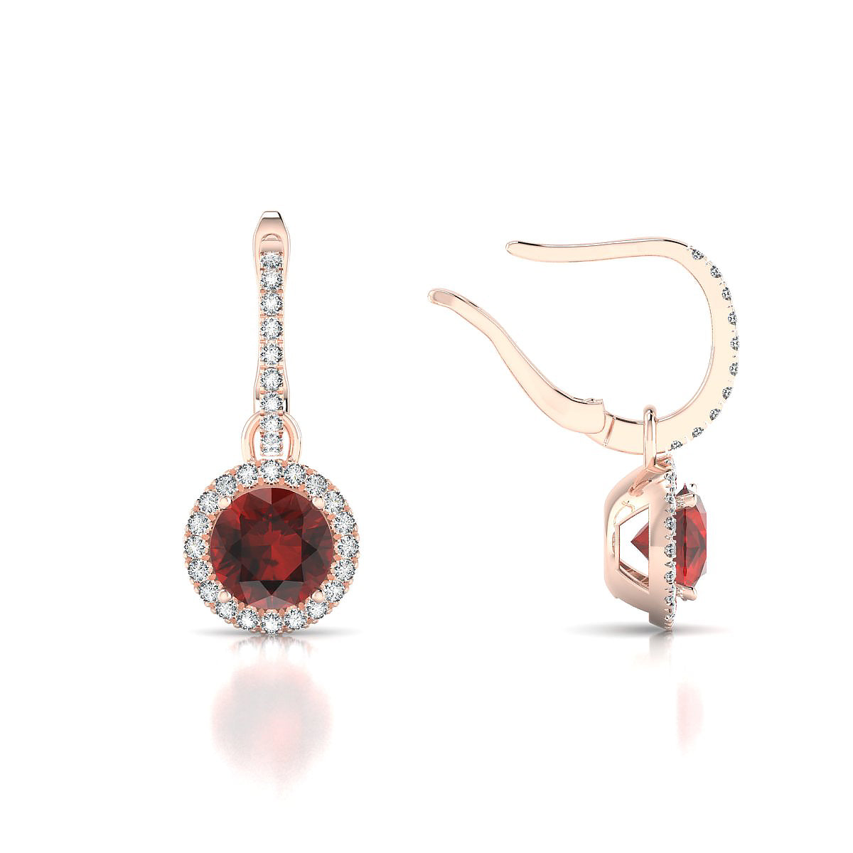 Sunrise | 18k Rose Gold 6 mm Round Garnet Earrings