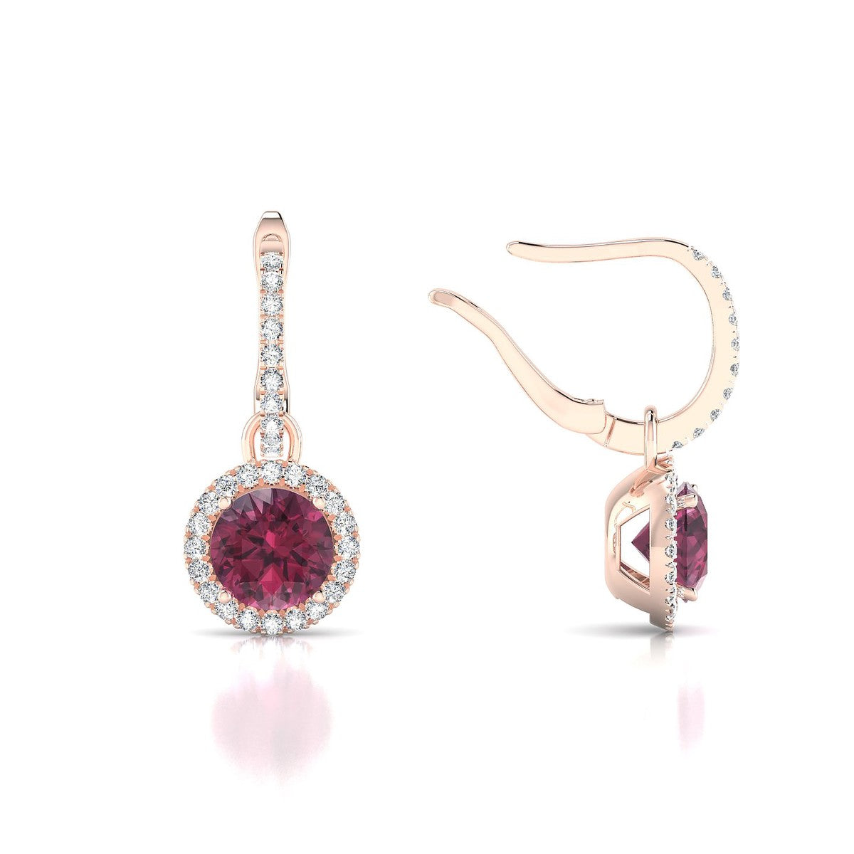 Sunrise | 18k Rose Gold 6 mm Round Rhodolite Earrings
