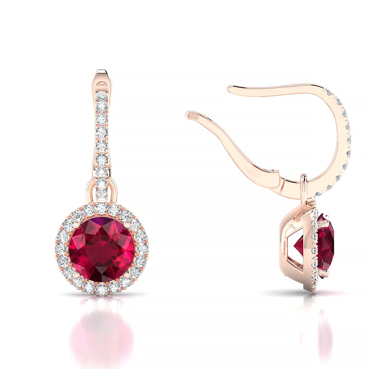 Sunrise | 18k Rose Gold 6 mm Round Ruby Earrings
