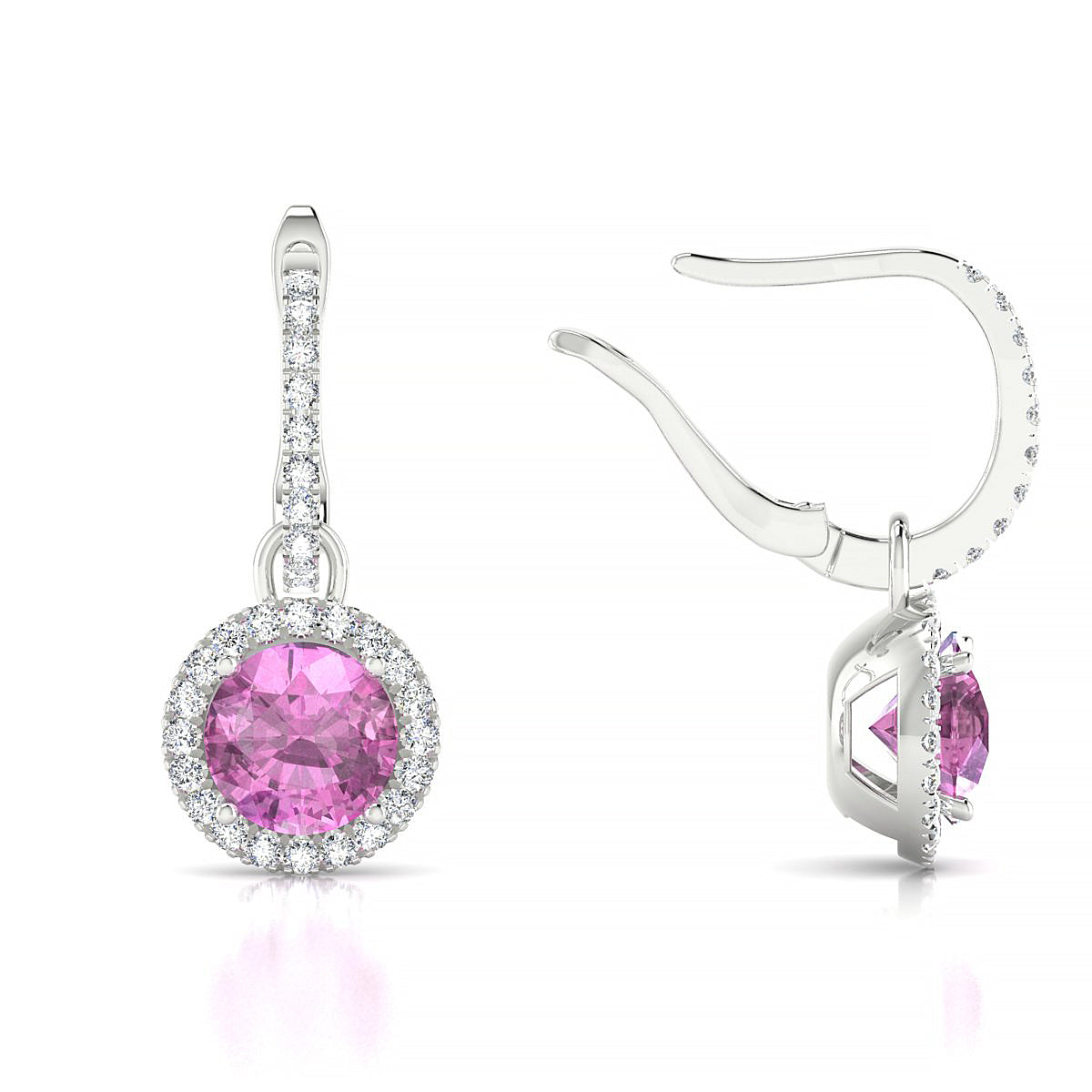 Sunrise | 18k White Gold 6 mm Round Pink Sapphire Earrings