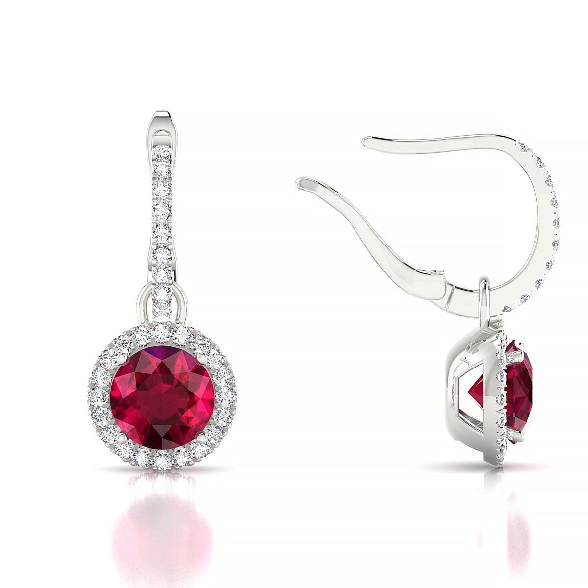 Sunrise | 18k White Gold 6 mm Round Ruby Earrings