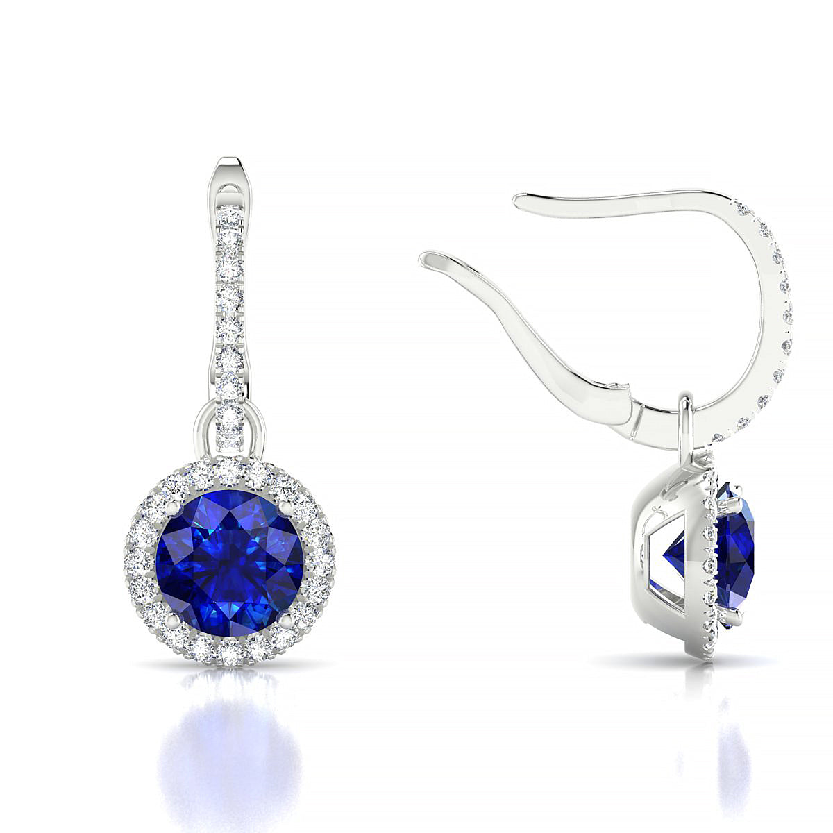 Sunrise | 18k White Gold 6 mm Round Sapphire Earrings