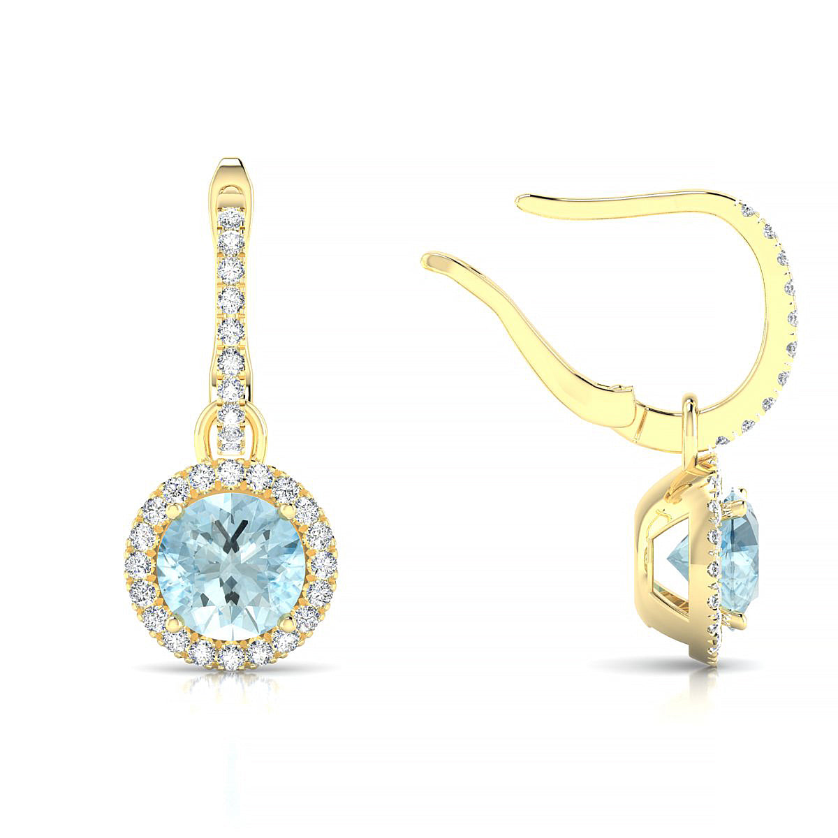 Sunrise | 18k Yellow Gold 6 mm Round Aquamarine Earrings