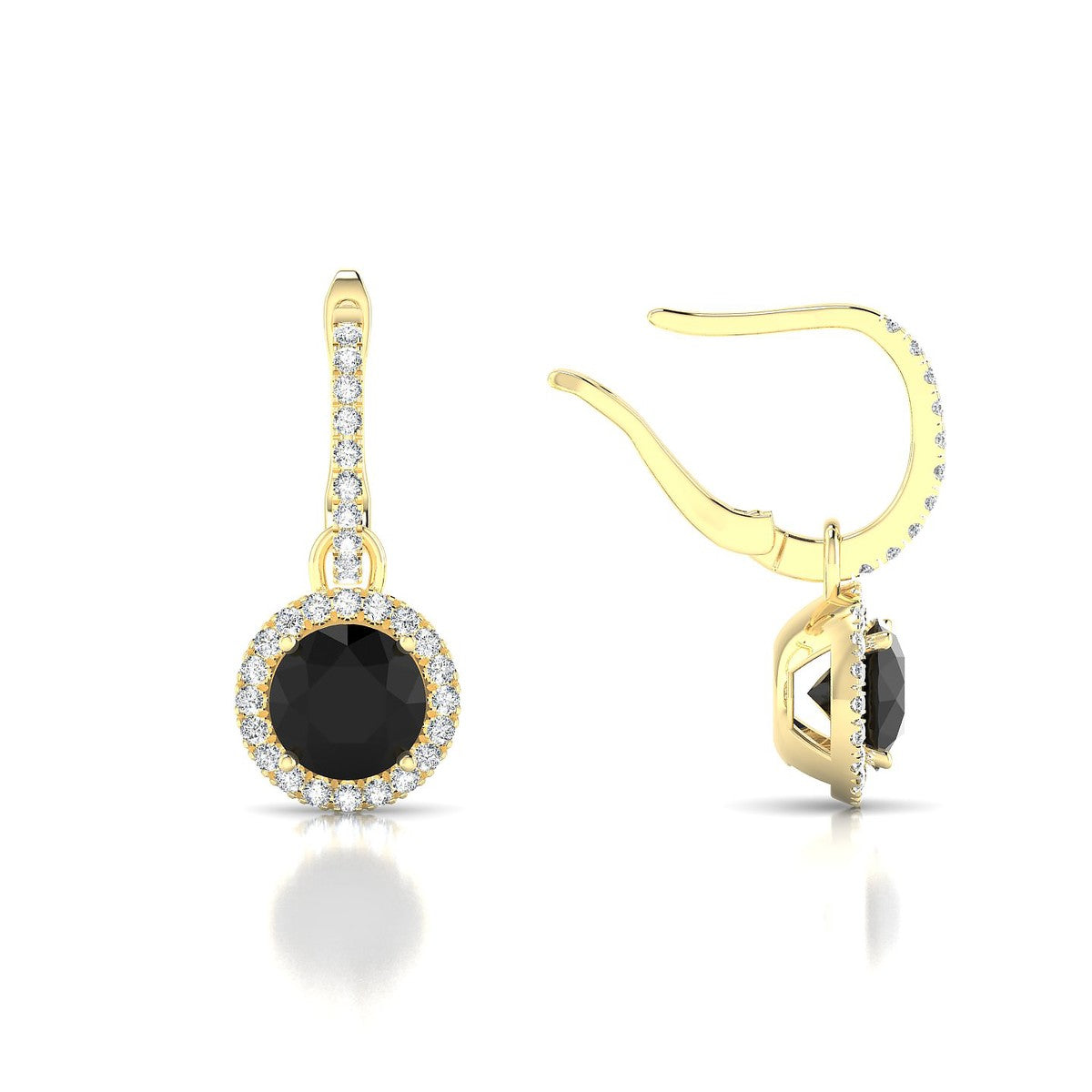 Sunrise | 18k Yellow Gold 6 mm Round Black Diamond Earrings