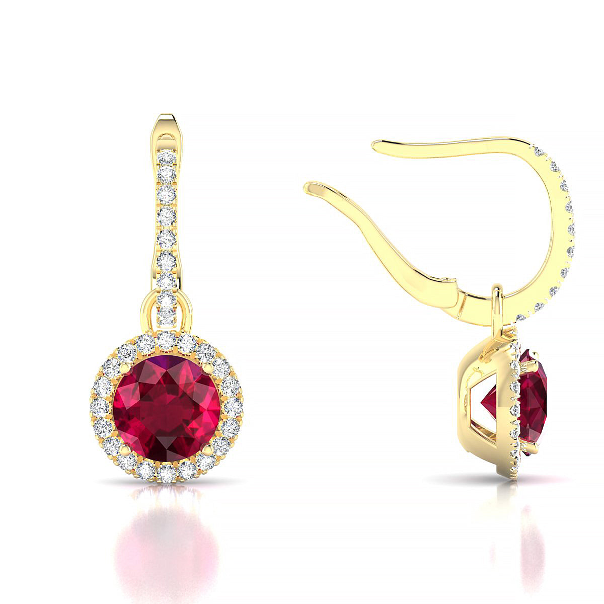 Sunrise | 18k Yellow Gold 6 mm Round Ruby Earrings