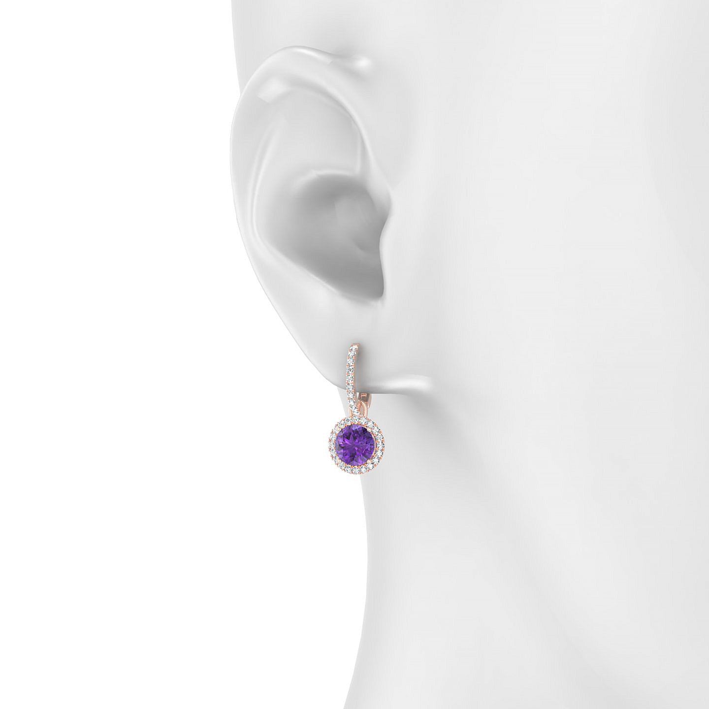 Sunrise | 18k Rose Gold 6 mm Round Amethyst Earrings