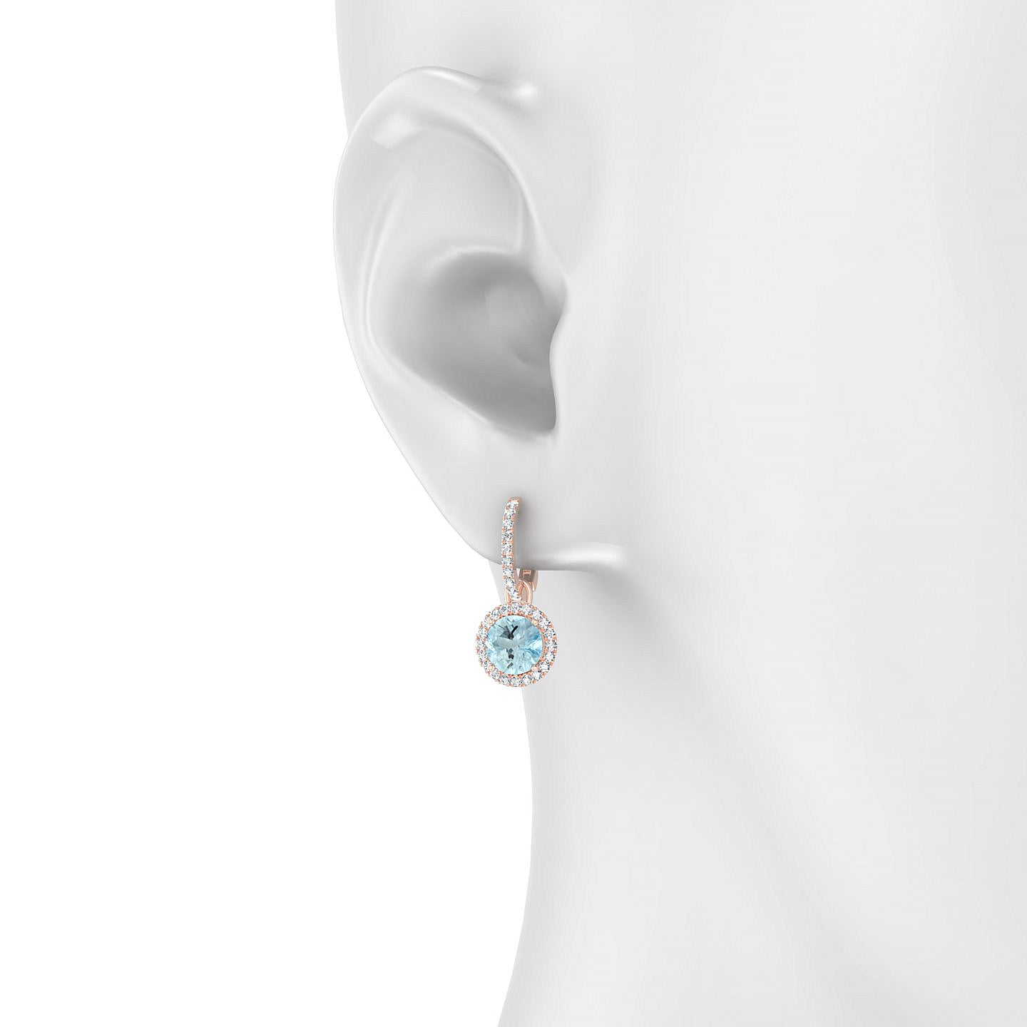 Sunrise | 18k Rose Gold 6 mm Round Aquamarine Earrings
