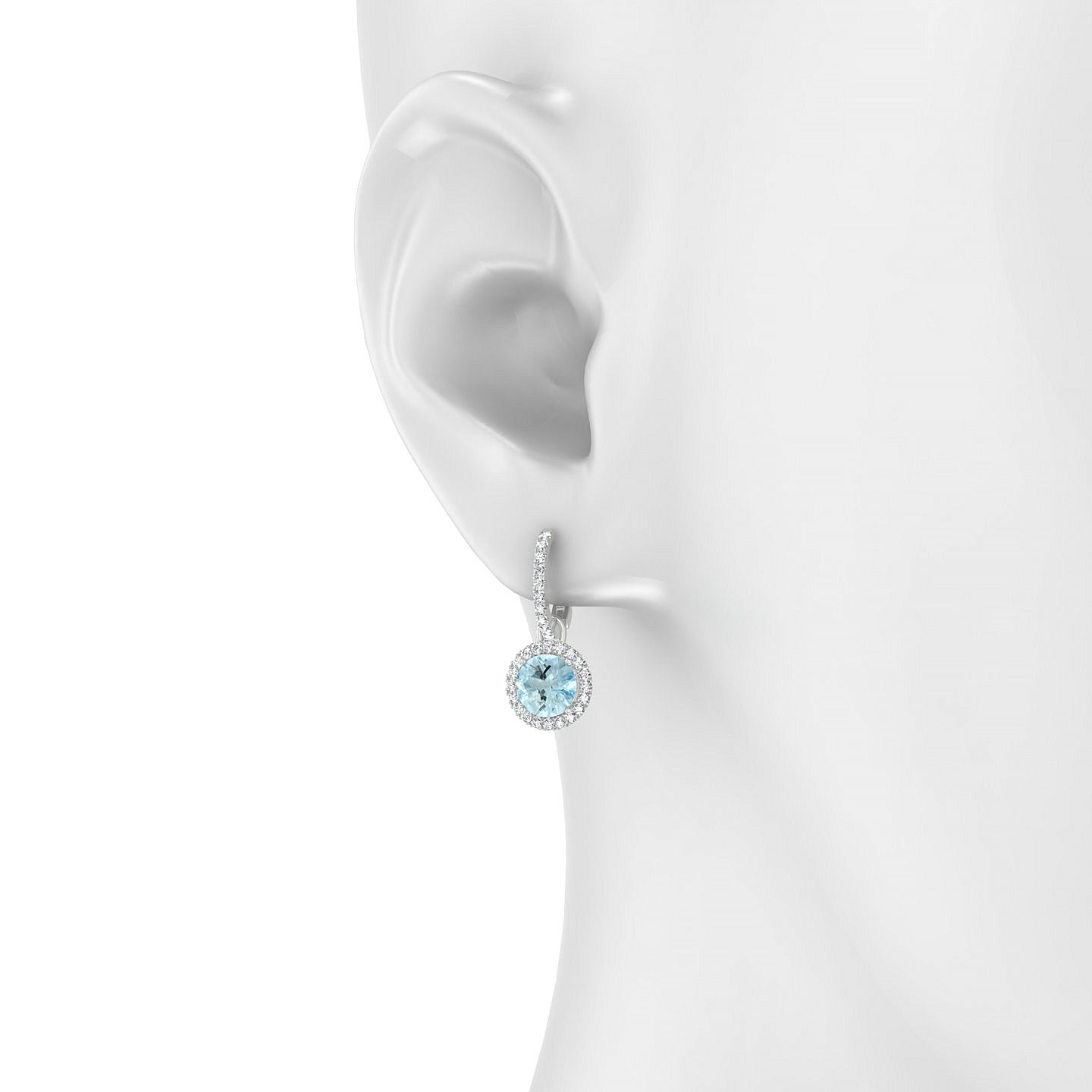 Sunrise | 18k White Gold 6 mm Round Aquamarine Earrings
