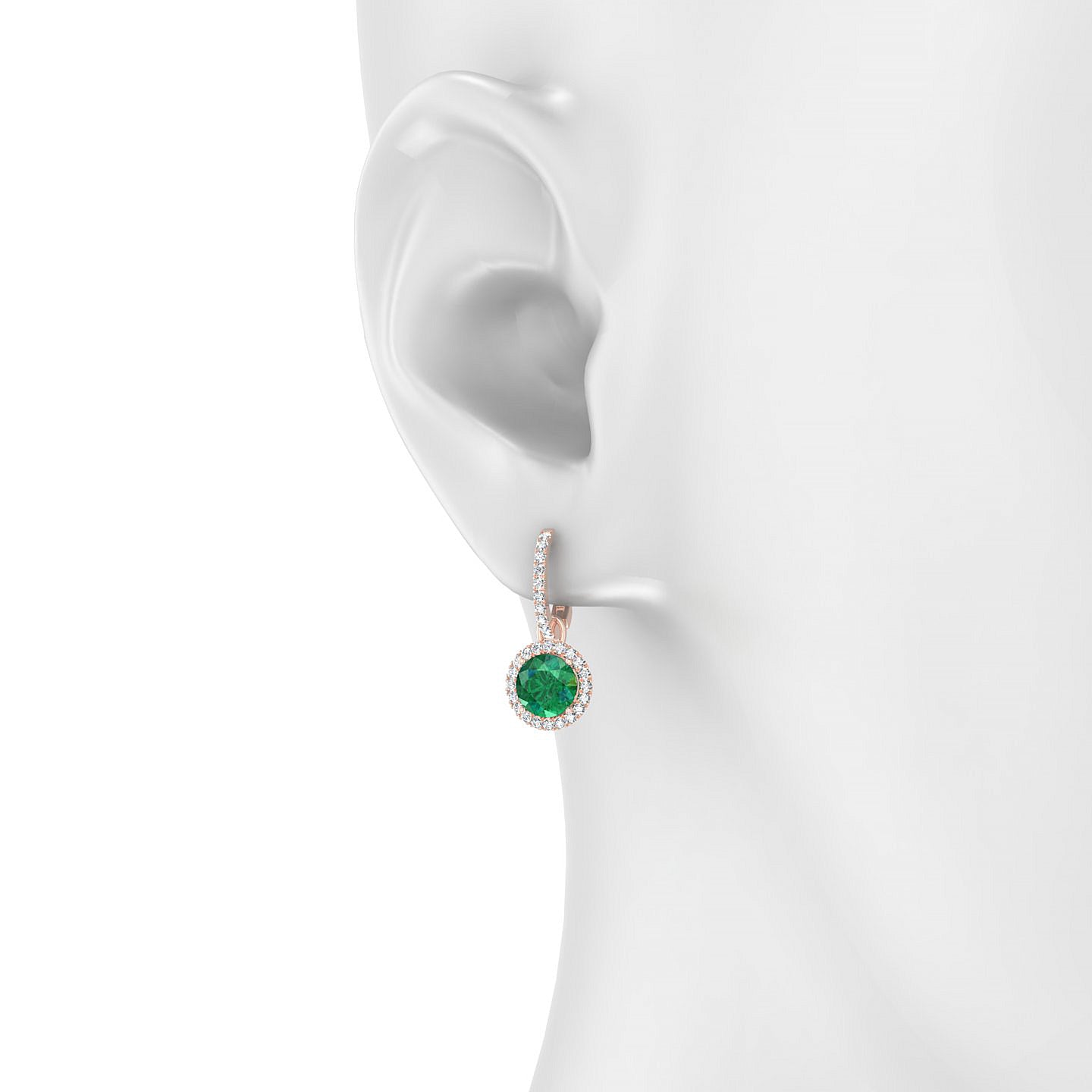Sunrise | 18k Rose Gold 6 mm Round Emerald Earrings