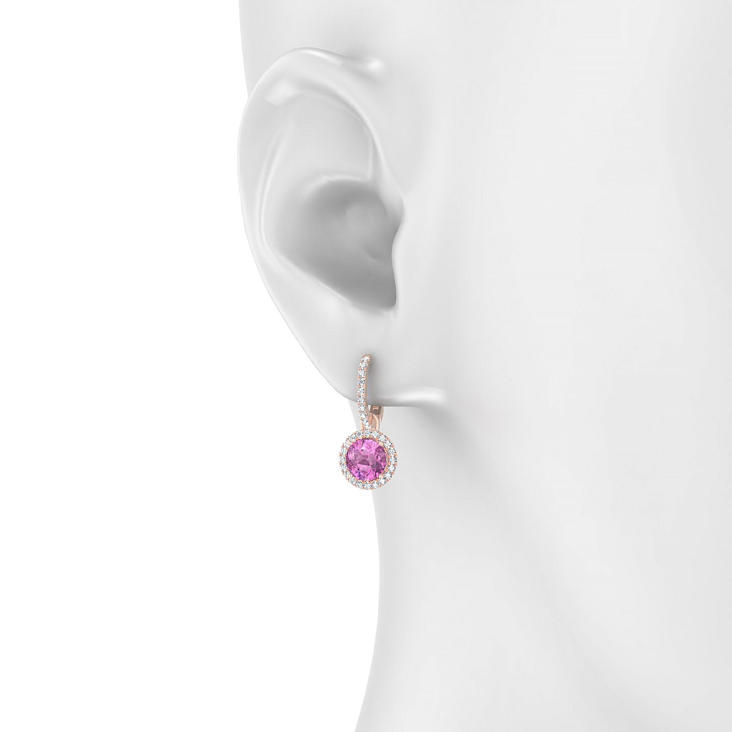 Sunrise | 18k Rose Gold 6 mm Round Pink Sapphire Earrings