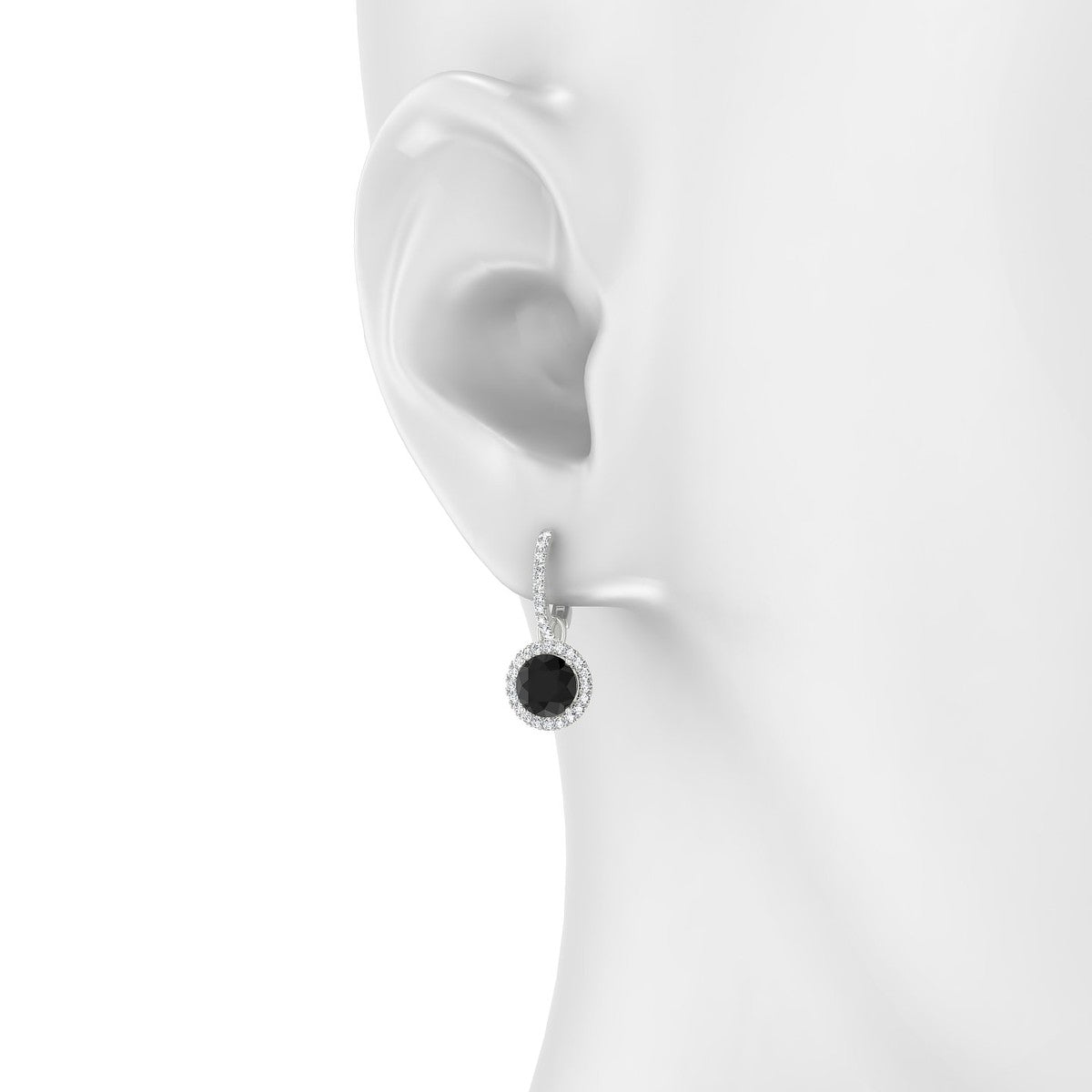 Sunrise | 18k White Gold 6 mm Round Black Diamond Earrings
