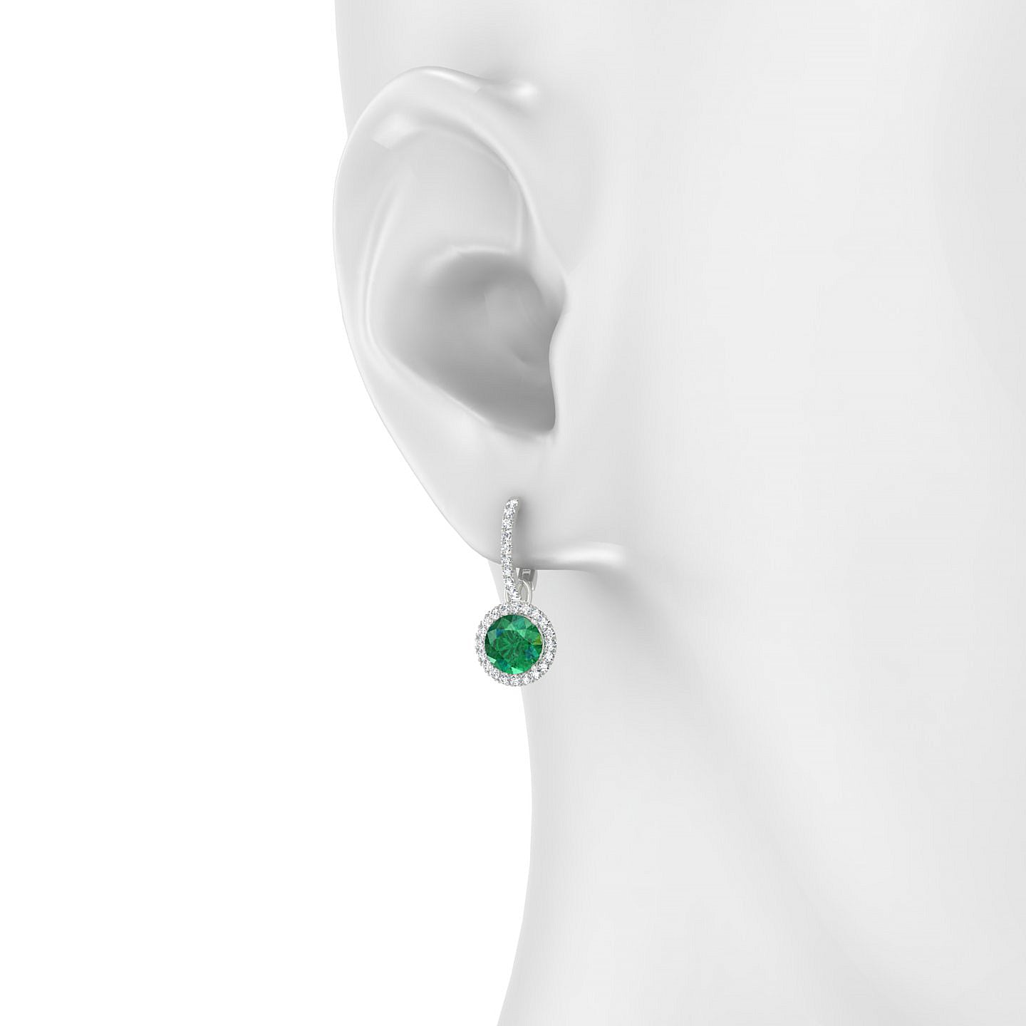 Sunrise | 18k White Gold 6 mm Round Emerald Earrings