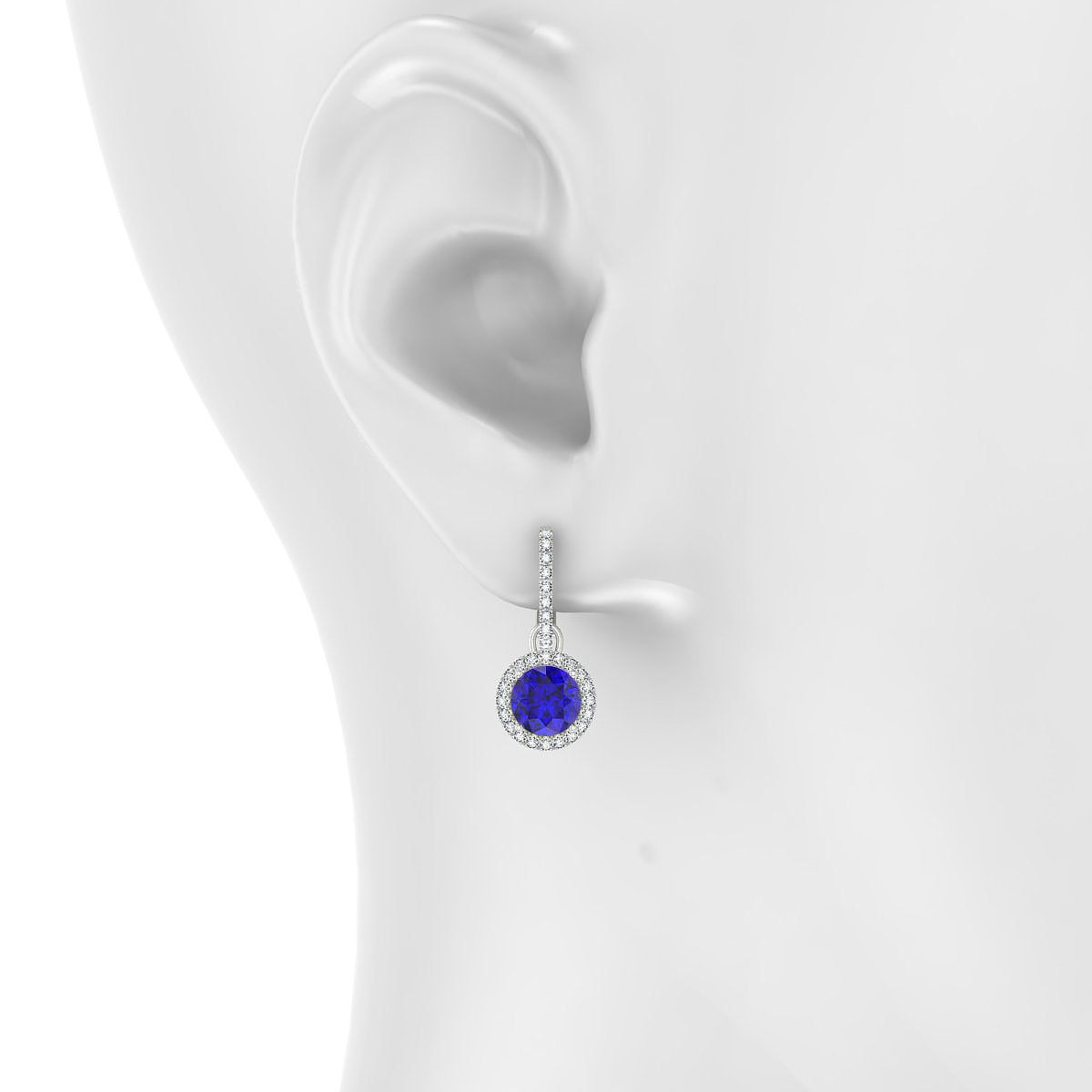 Sunrise | 18k White Gold 6 mm Round Tanzanite Earrings