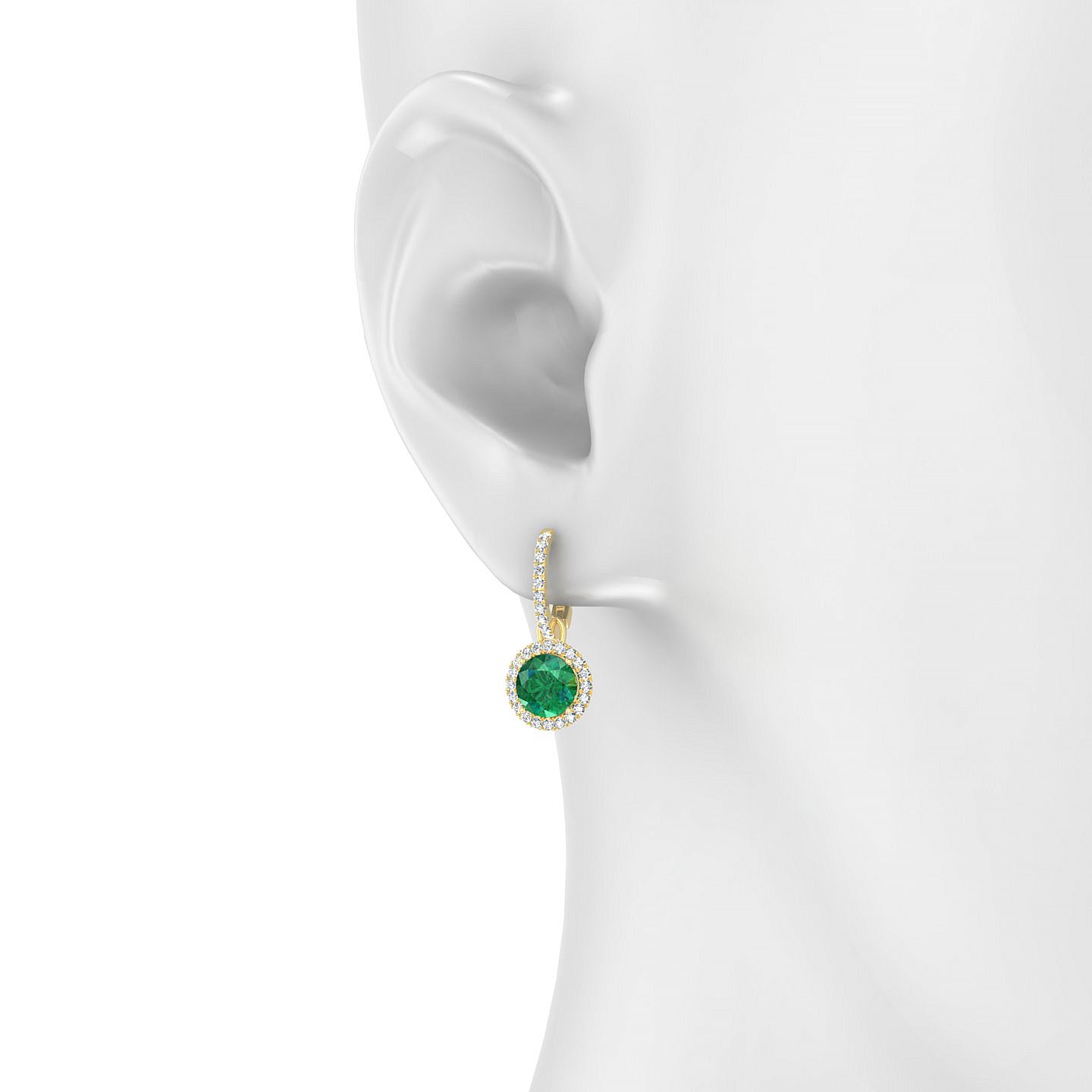 Sunrise | 18k Yellow Gold 6 mm Round Emerald Earrings