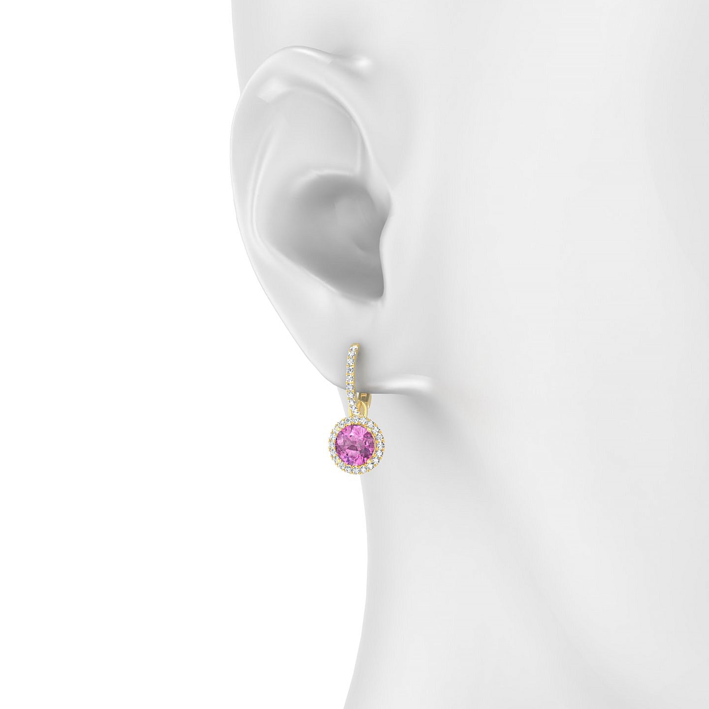 Sunrise | 18k Yellow Gold 6 mm Round Pink Sapphire Earrings