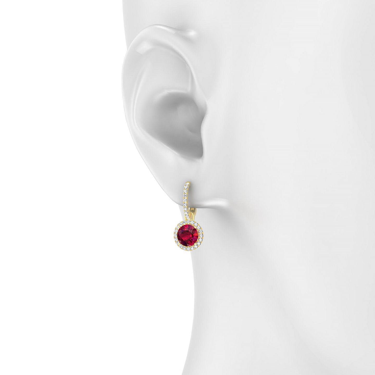 Sunrise | 18k Yellow Gold 6 mm Round Ruby Earrings