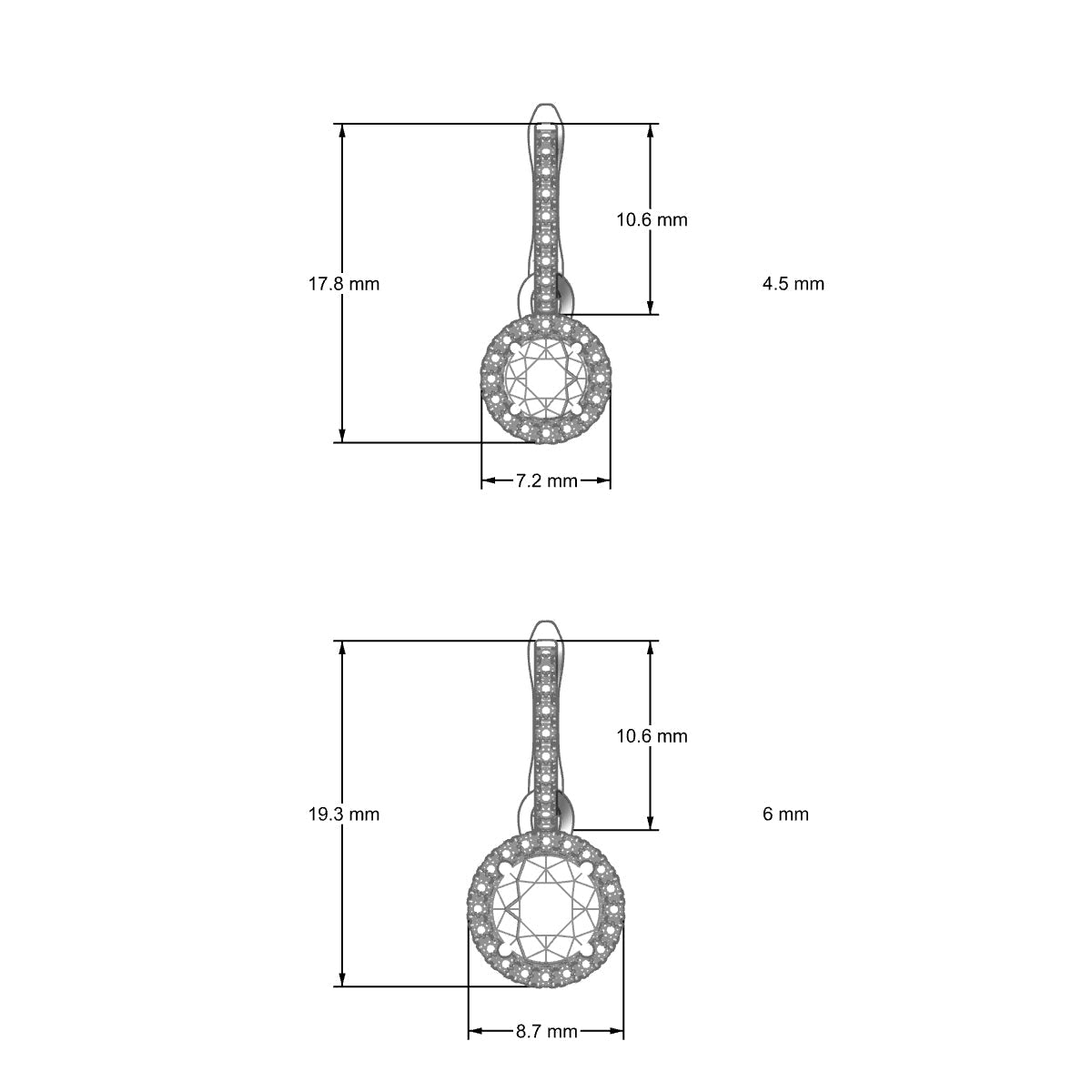 Sunrise | 18k White Gold 5.7 mm Round Diamond Earrings