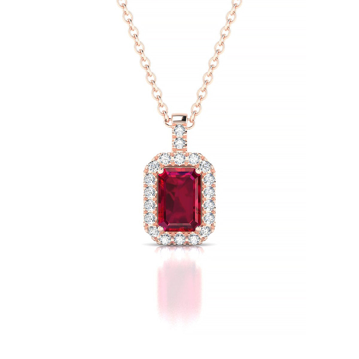 Sunrise | 18k Rose Gold 6 x 4 mm Emerald Ruby Pendant