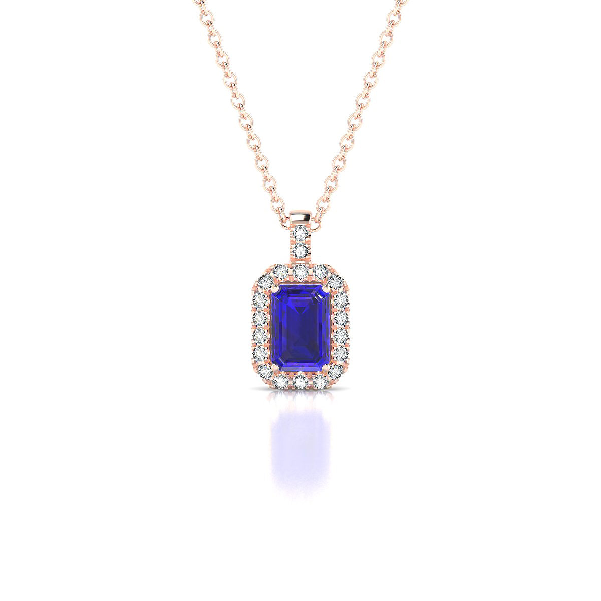 Sunrise | 18k Rose Gold 6 x 4 mm Emerald Tanzanite Pendant