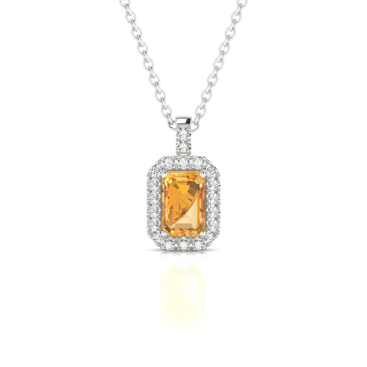 Sunrise | 18k White Gold 6 x 4 mm Emerald Citrine Pendant
