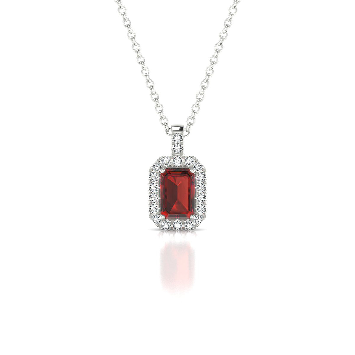 Sunrise | 18k White Gold 6 x 4 mm Emerald Garnet Pendant