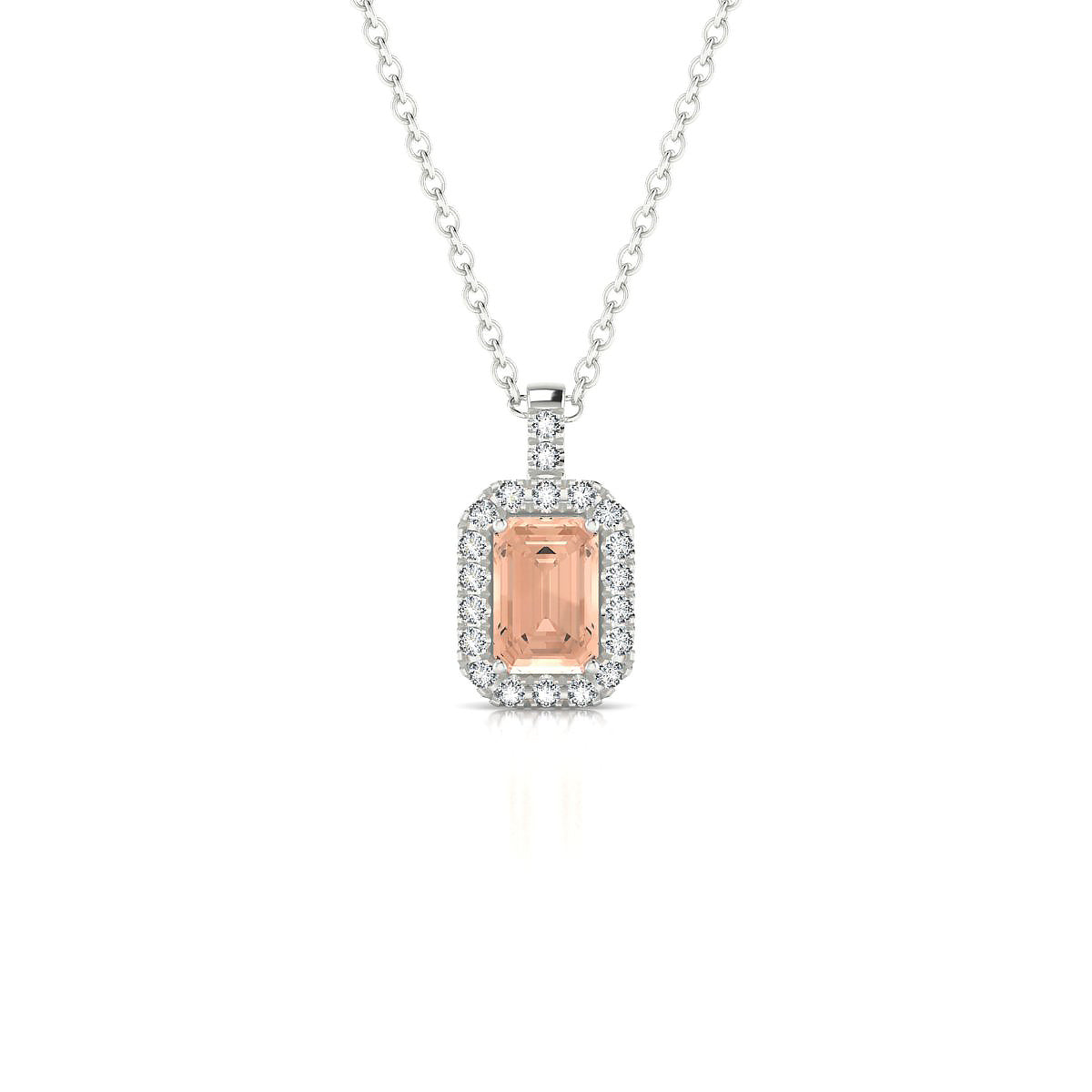 Sunrise | 18k White Gold 6 x 4 mm Emerald Morganite Pendant