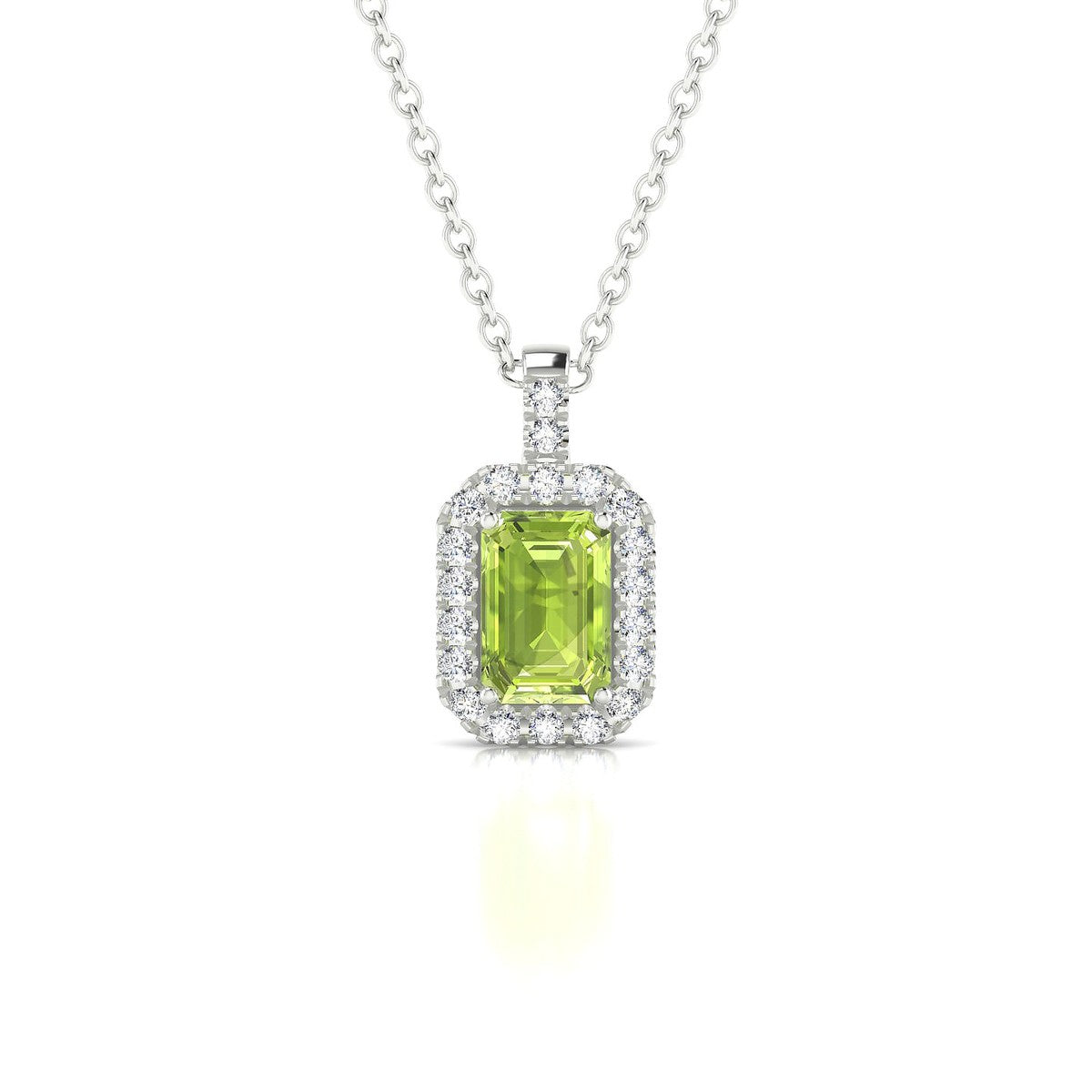 Sunrise | 18k White Gold 6 x 4 mm Emerald Peridot Pendant