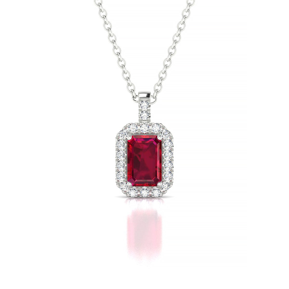 Sunrise | 18k White Gold 6 x 4 mm Emerald Ruby Pendant