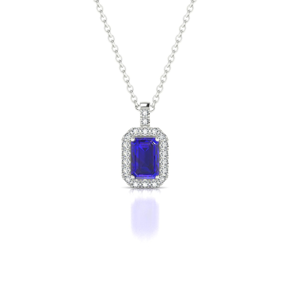 Sunrise | 18k White Gold 6 x 4 mm Emerald Tanzanite Pendant