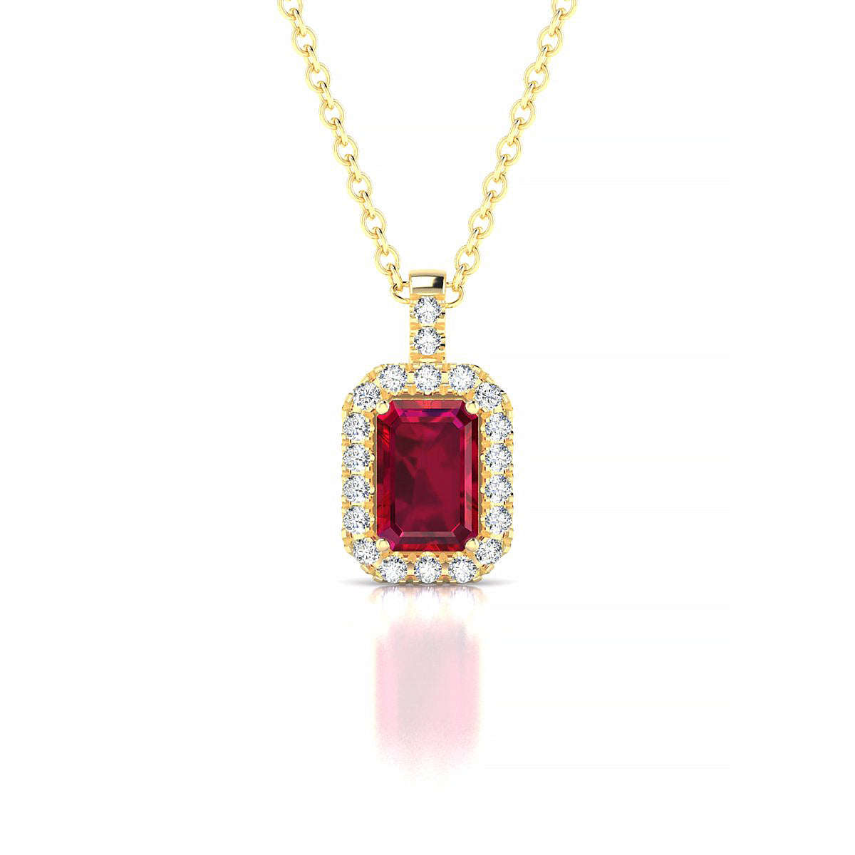 Sunrise | 18k Yellow Gold 6 x 4 mm Emerald Ruby Pendant