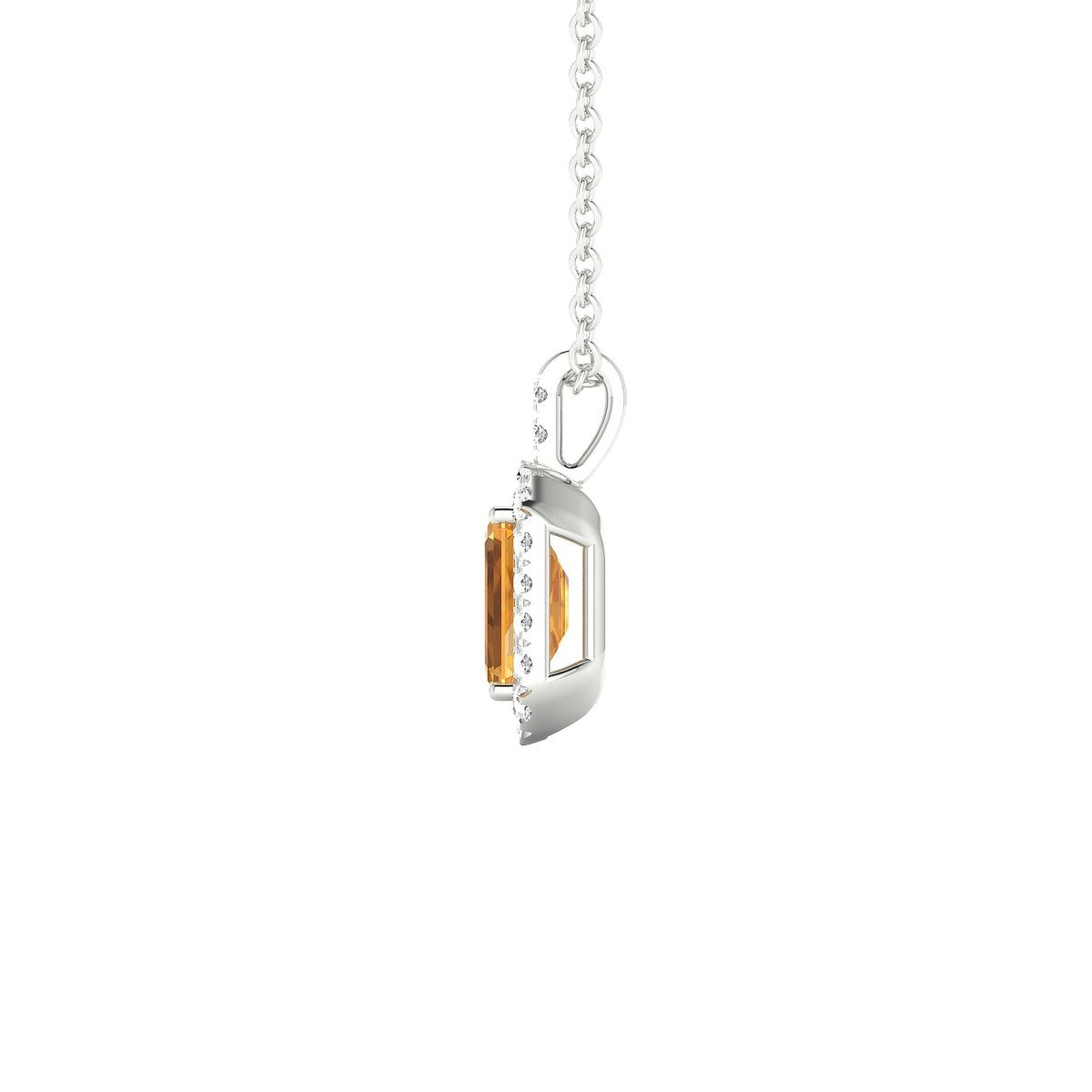 Sunrise | 18k White Gold 6 x 4 mm Emerald Citrine Pendant