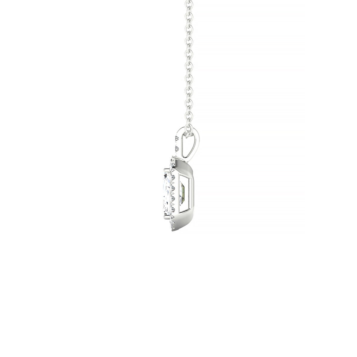 Sunrise | 18k White Gold 6 x 4 mm Emerald Diamond Pendant