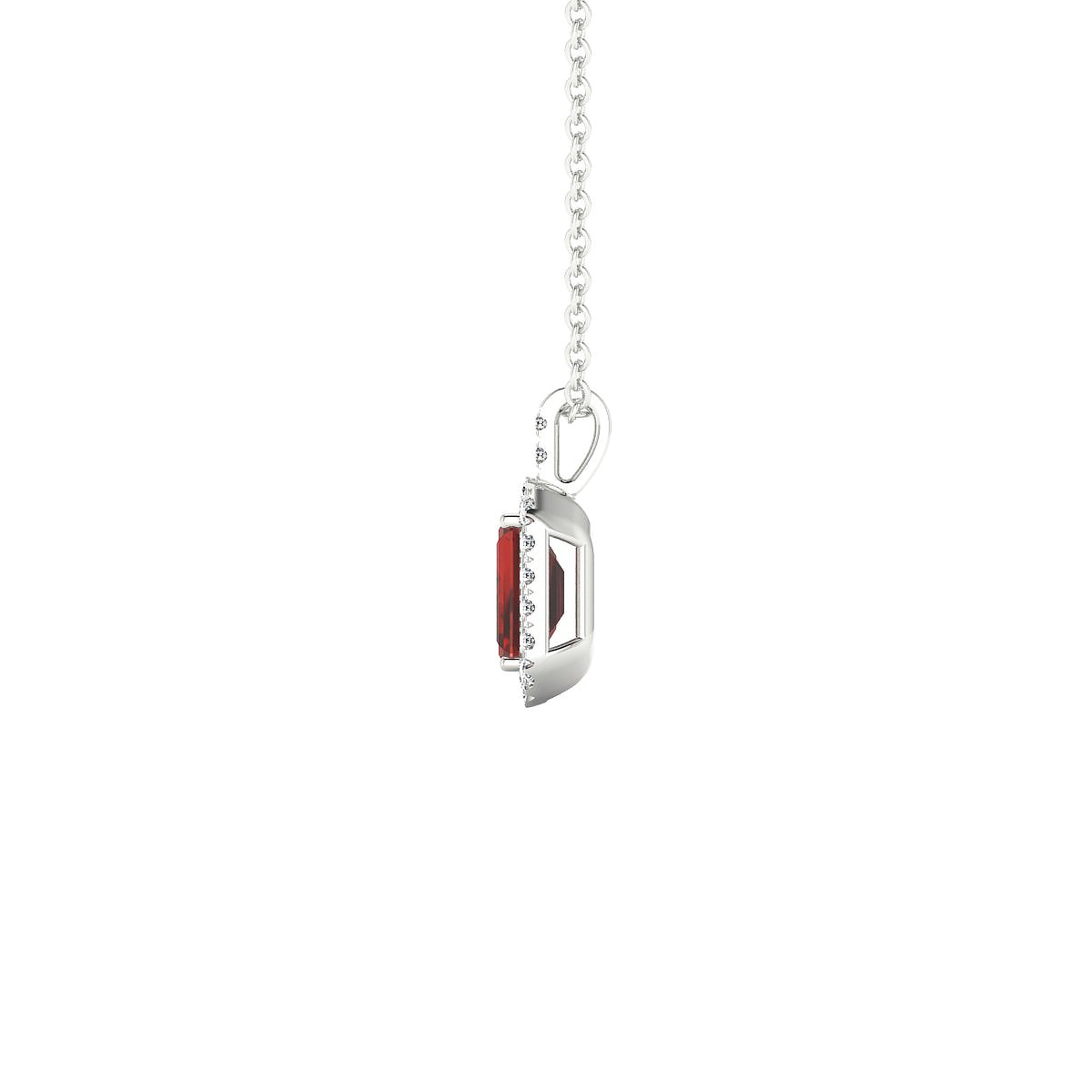 Sunrise | 18k White Gold 6 x 4 mm Emerald Garnet Pendant