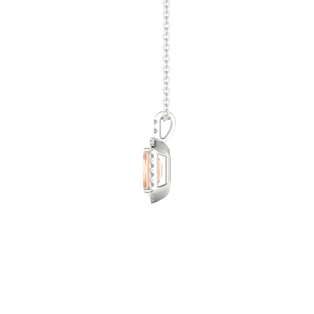 Sunrise | 18k White Gold 6 x 4 mm Emerald Morganite Pendant