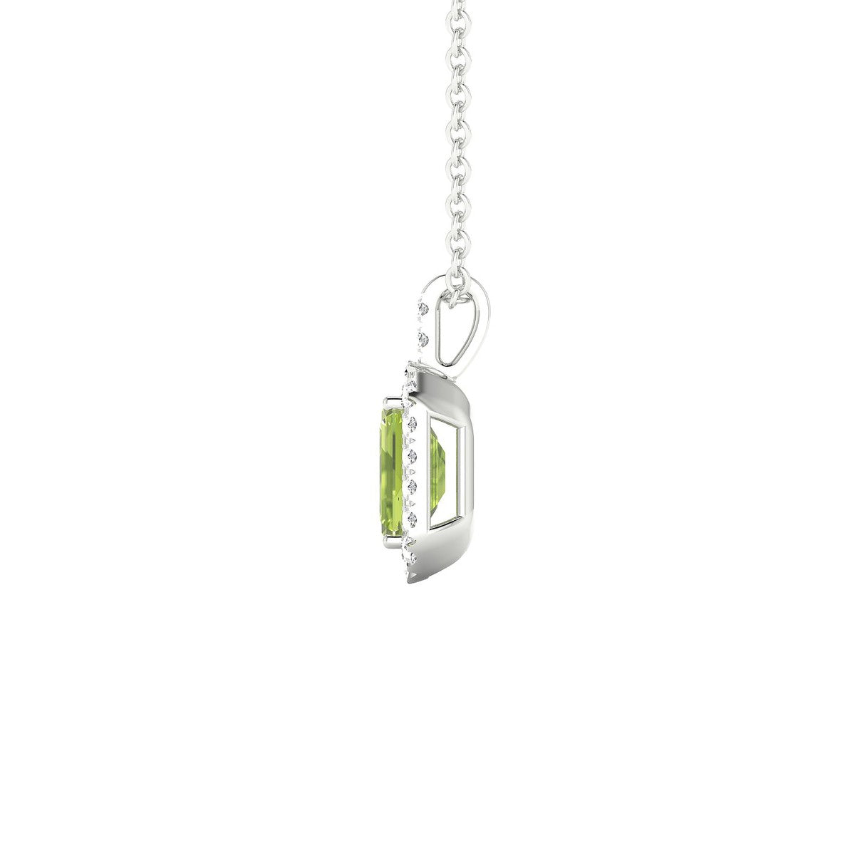 Sunrise | 18k White Gold 6 x 4 mm Emerald Peridot Pendant