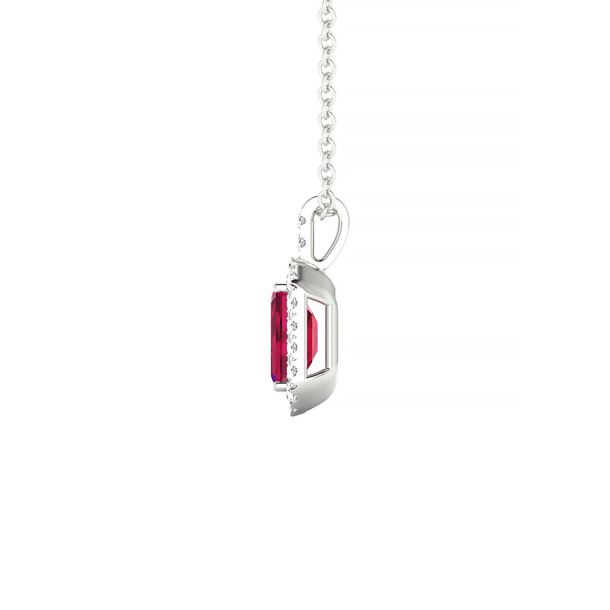 Sunrise | 18k White Gold 6 x 4 mm Emerald Ruby Pendant
