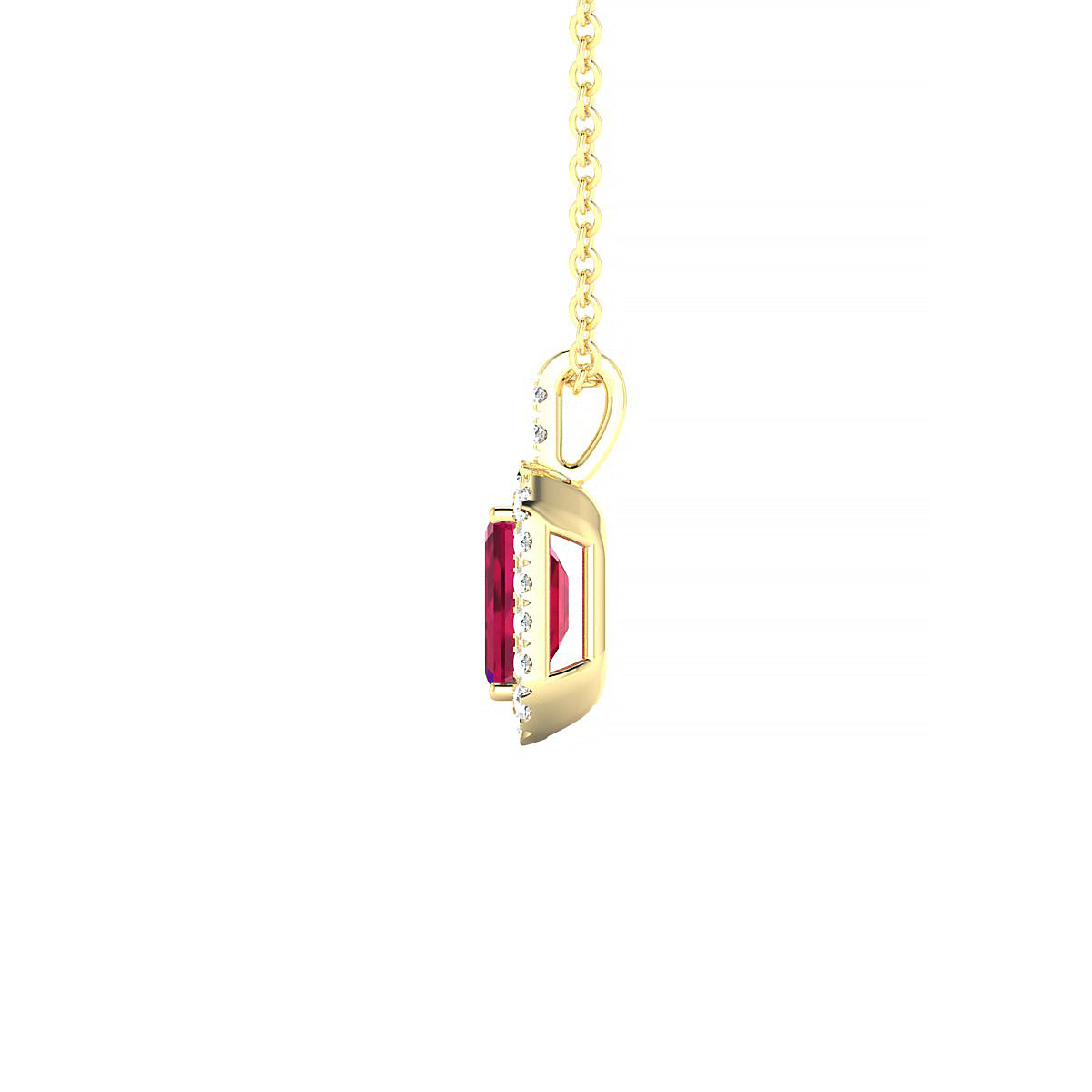 Sunrise | 18k Yellow Gold 6 x 4 mm Emerald Ruby Pendant