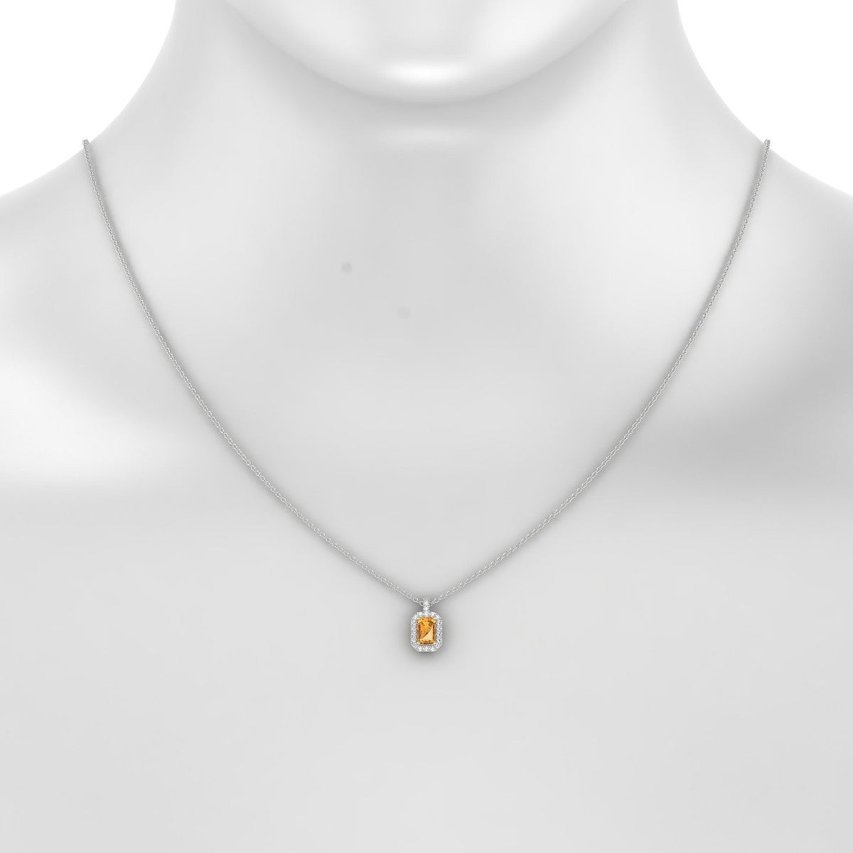 Sunrise | 18k White Gold 6 x 4 mm Emerald Citrine Pendant