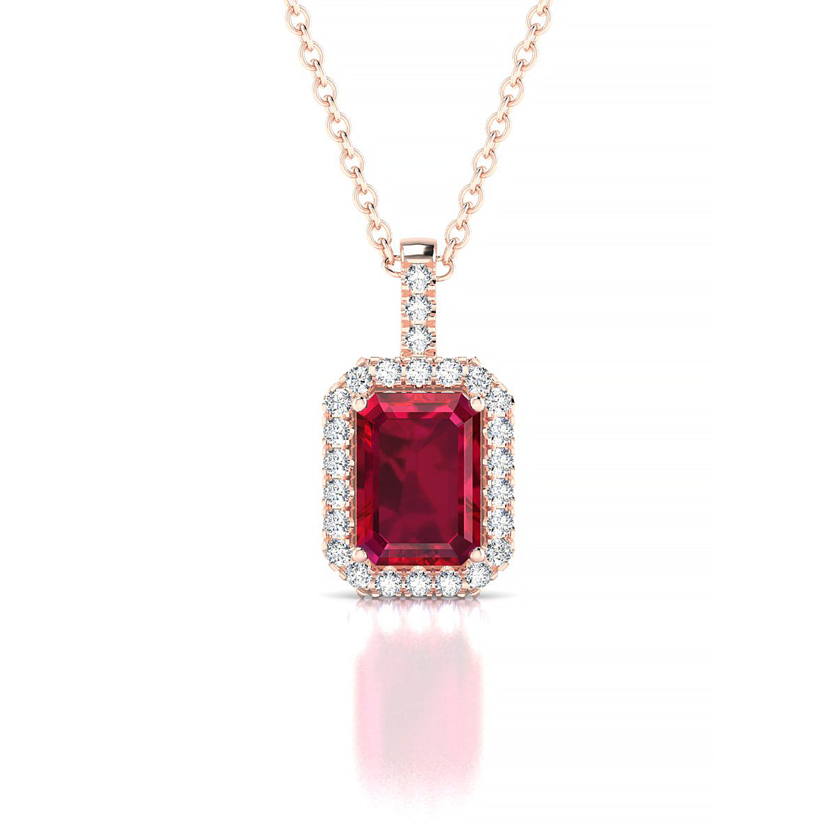 Sunrise | 18k Rose Gold 7 x 5 mm Emerald Ruby Pendant