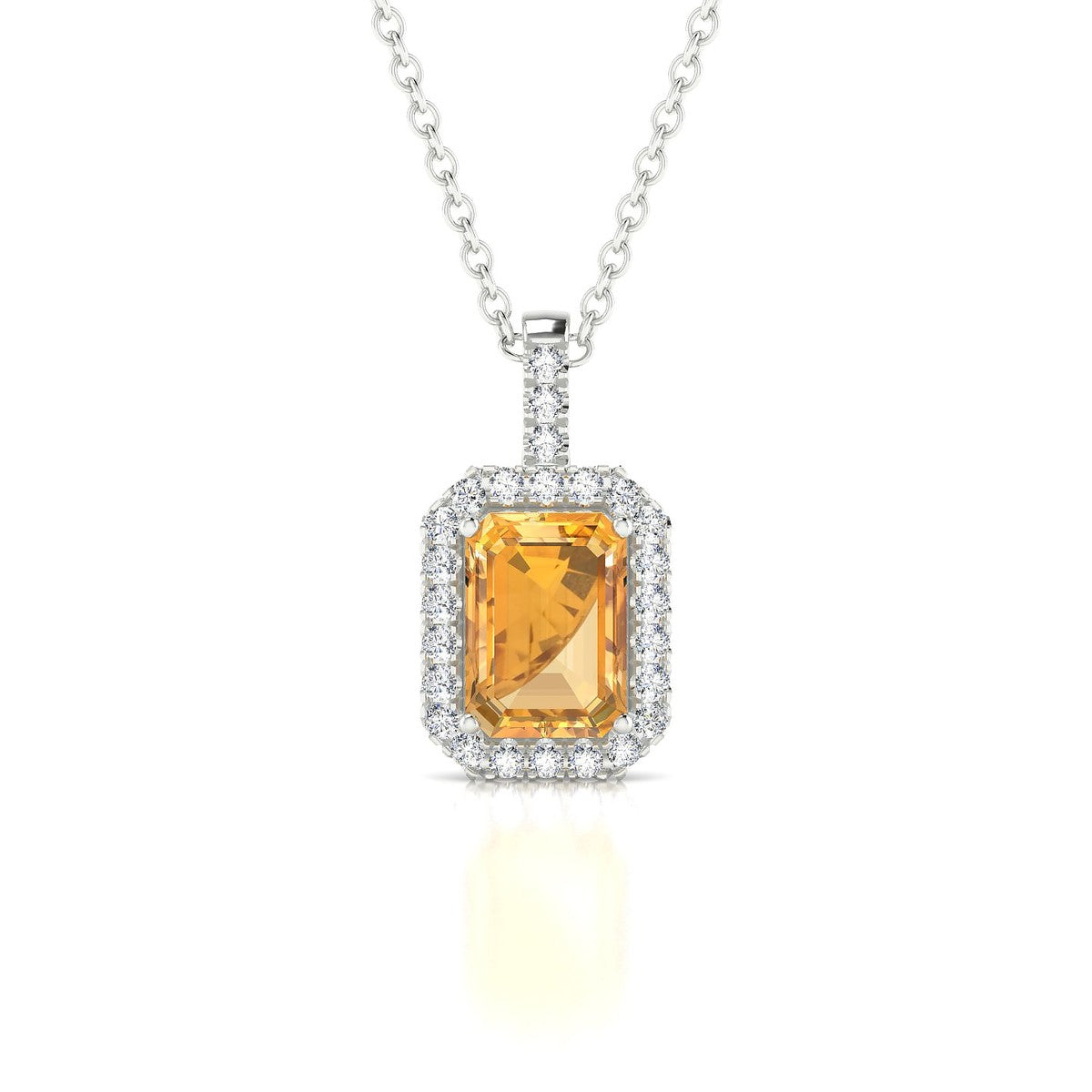 Sunrise | 18k White Gold 7 x 5 mm Emerald Citrine Pendant