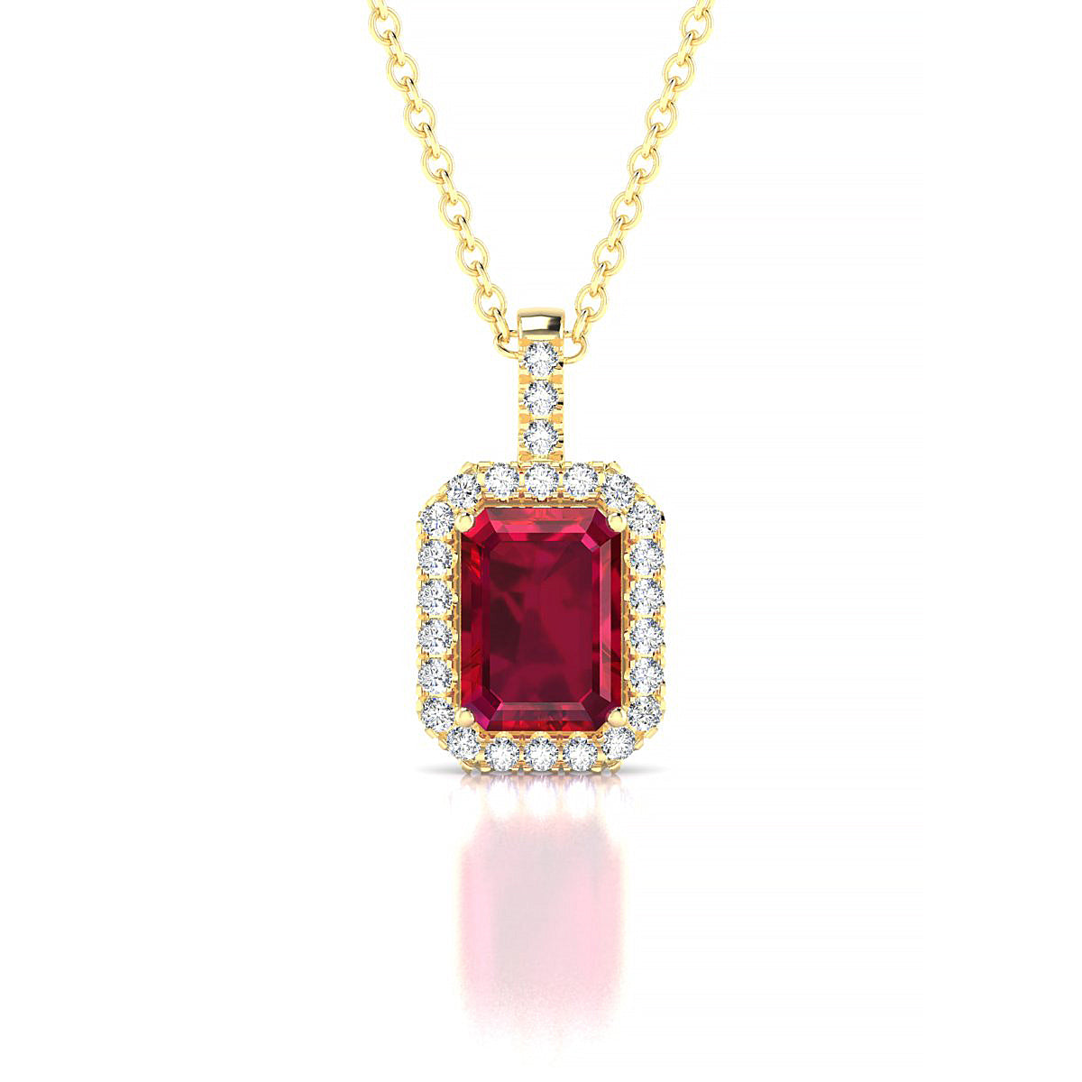 Sunrise | 18k Yellow Gold 7 x 5 mm Emerald Ruby Pendant