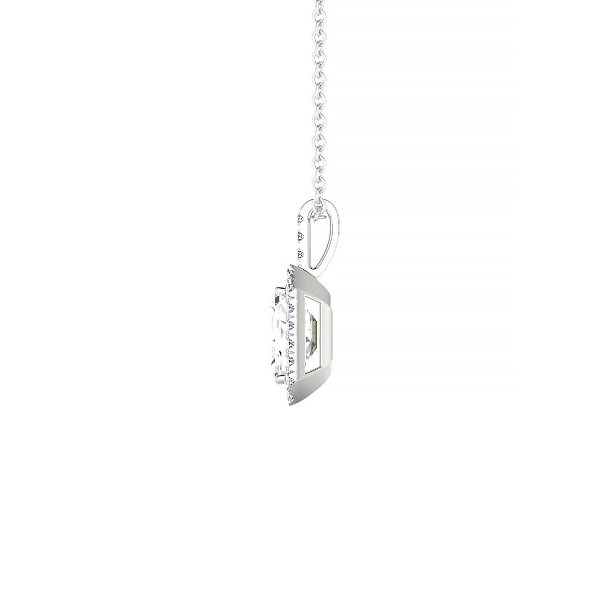 Sunrise | 18k White Gold 7 x 5 mm Emerald Diamond Pendant