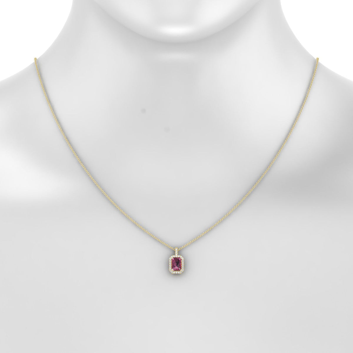 Sunrise | 18k Yellow Gold 7 x 5 mm Emerald Rhodolite Pendant