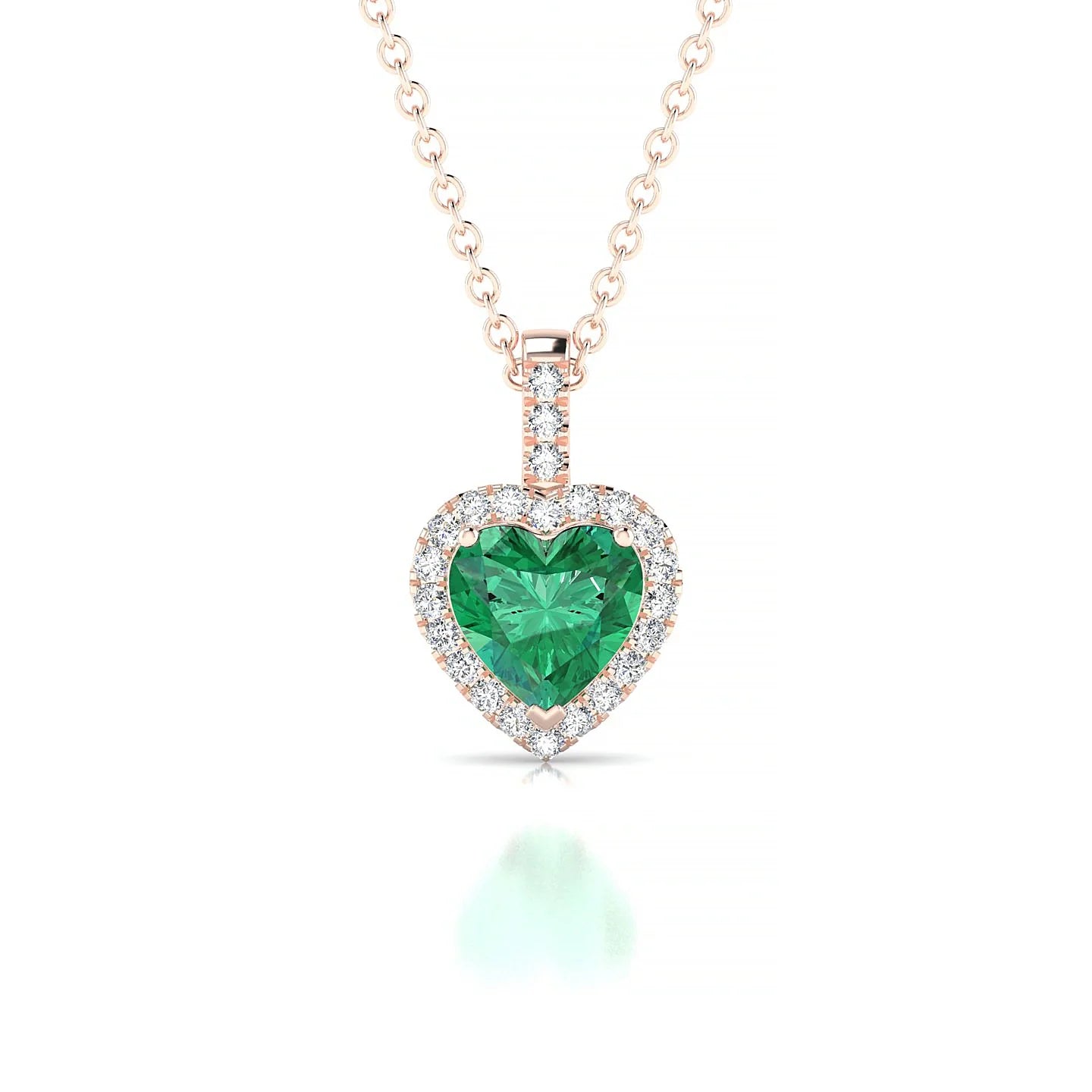 Sunrise | 18k Rose Gold 5.5 mm Heart Emerald Pendant